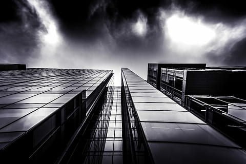 Dark glass facade, untitled, building, business, cloud, architecture HD wallpaper
