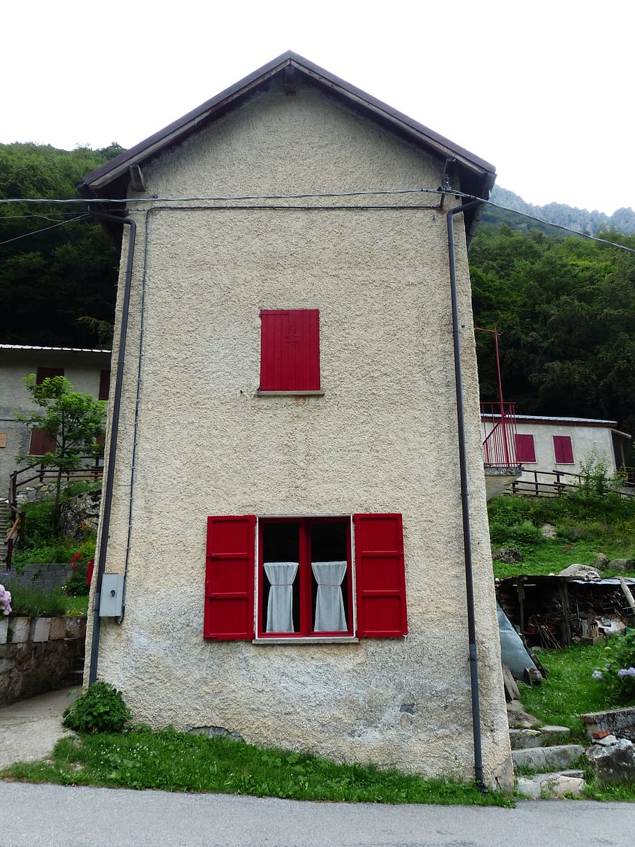 Home, Stone, Window, Shutter, narrow, red, village, bergdorf HD wallpaper