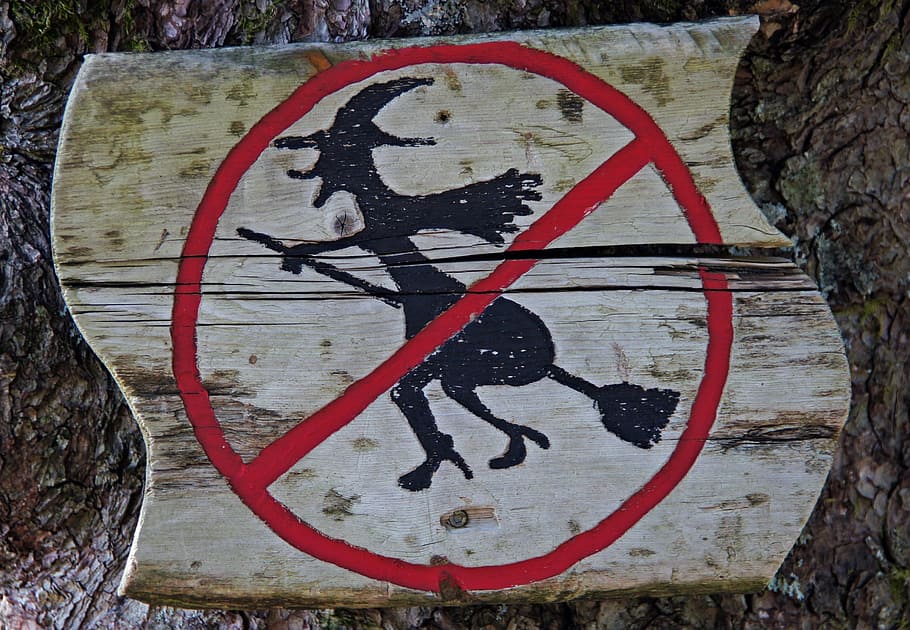 no witch wooden logo, witch prohibition, witches, shield, prohibited HD wallpaper