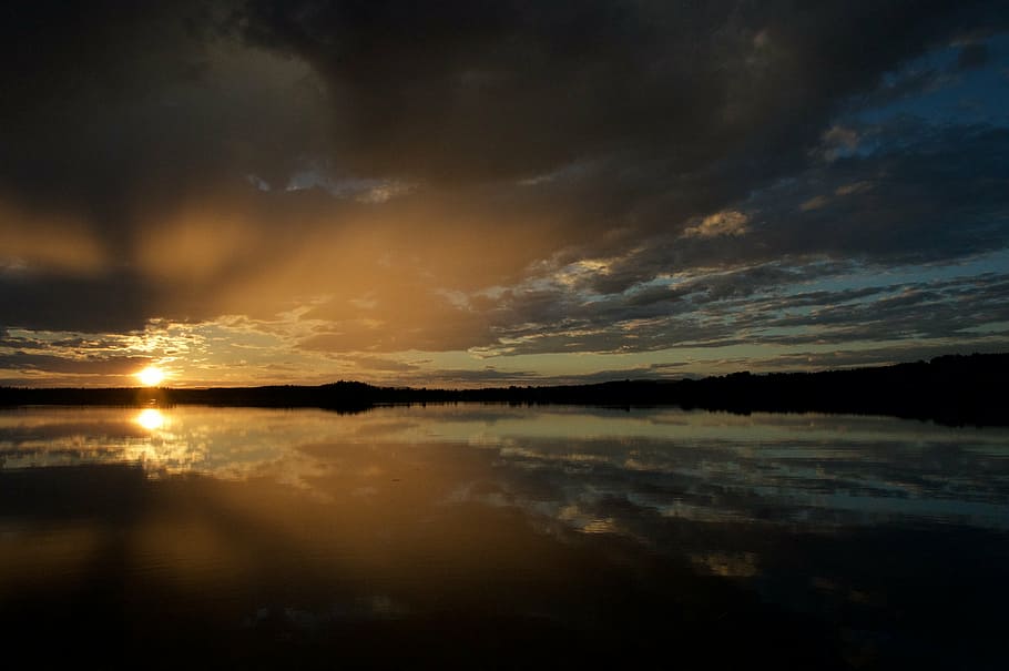 sunset, öresjön, furudal, sky, reflection, cloud - sky, water HD wallpaper