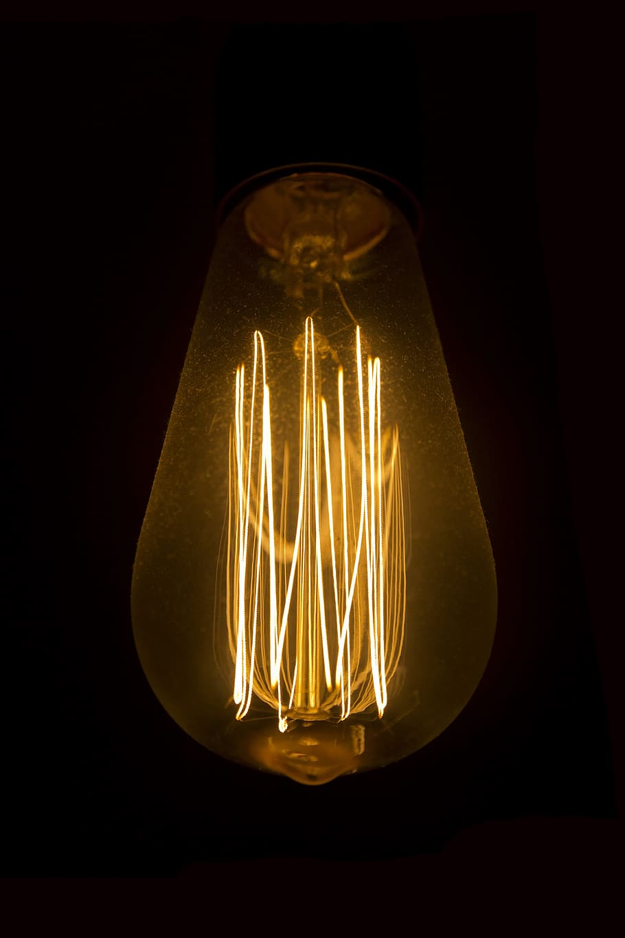 lighted light bulb, old, filament, glowing, electricity, energy HD wallpaper