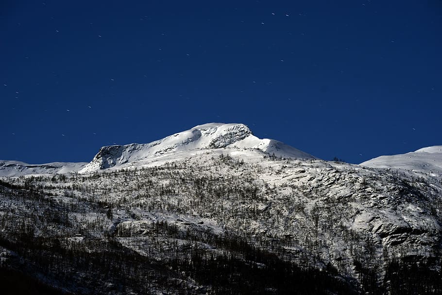 Hd Wallpaper Moonshine Mountain Landscape Winter Night Snow Sky Cold Temperature Wallpaper Flare