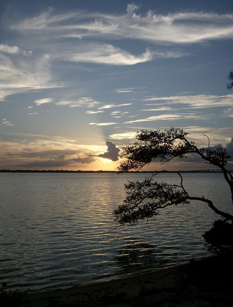 sunset, evening, sky, landscape, sunlight, water, scenics - nature HD wallpaper