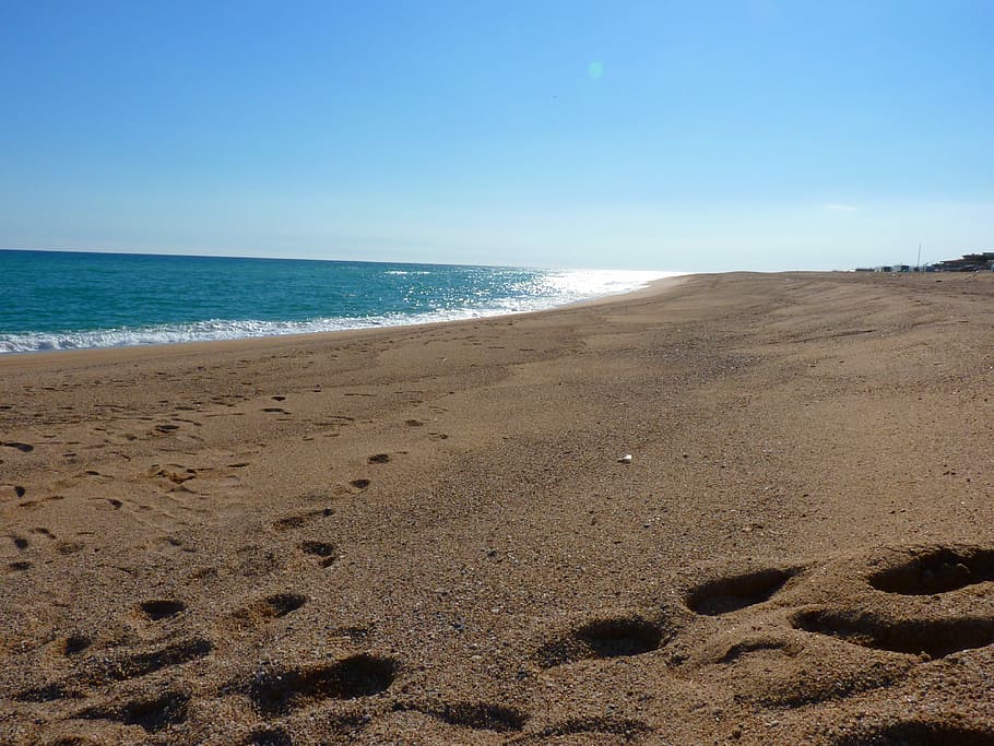 Beach, Sea, Wave, Holiday, Footprints, sand, nature, coastline HD wallpaper