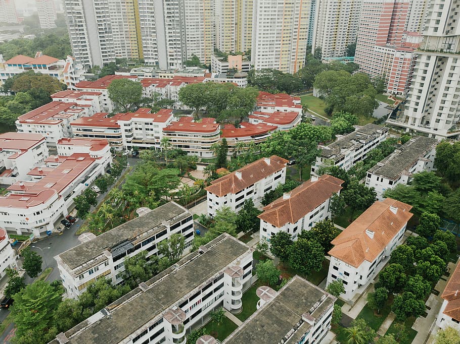 aerial photo of buildings, aerial view photography of buildings HD wallpaper