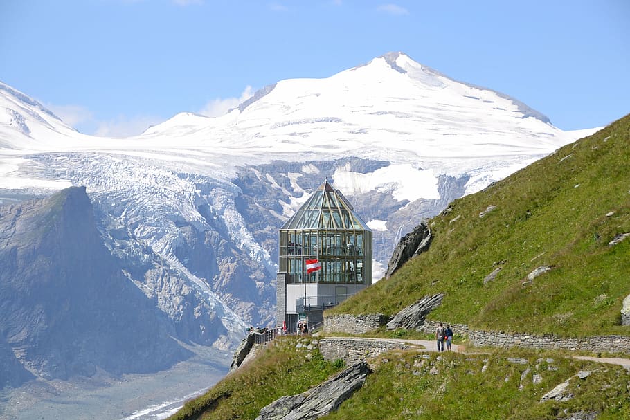 grossglockner, observatory, carinthia, mountain, snow, nature HD wallpaper