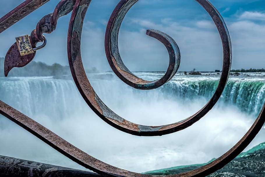spiral, metal, design, pattern, metallic, texture, waterfall HD wallpaper