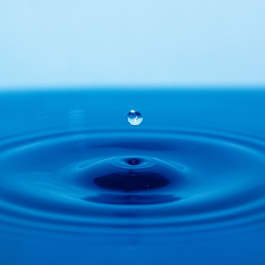 water droplet, timing, blue, rippled, close-up, no people, motion HD wallpaper