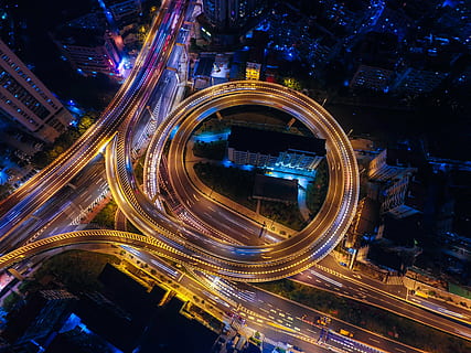 Time lapse video, canton, interchange, empty shoot, night, speed HD wallpaper