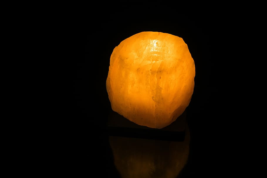 salt, candle, light, orange, reflection, black, glossy, wellness HD wallpaper