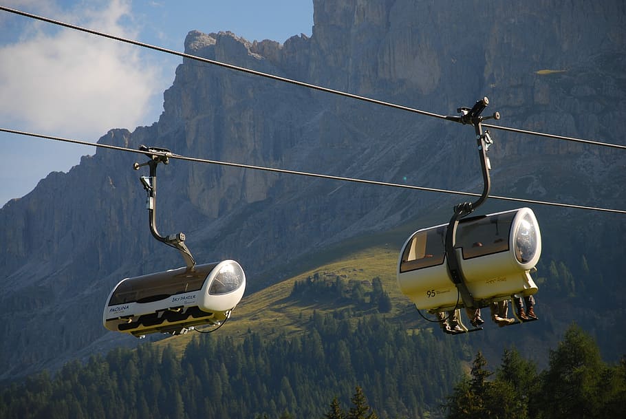 Mountains, Trolley, Extract, cable, transportation, mode of transport HD wallpaper