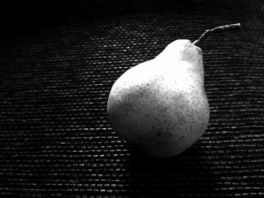 Pera, Black And White, Fruit, Rustic, healthy eating, food and drink, HD wallpaper