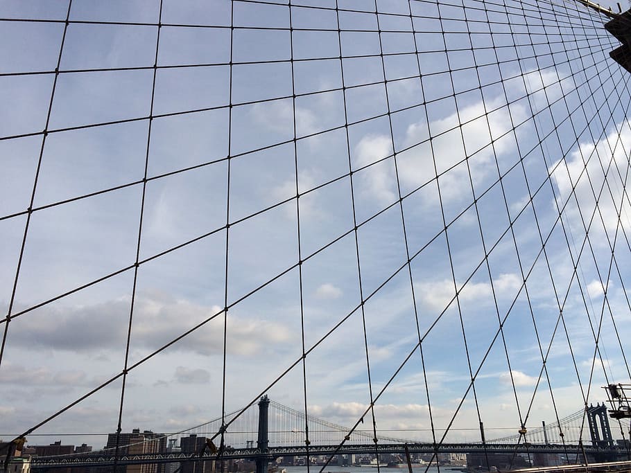 brooklyn bridge, view, tiles, angle, architecture, rectangular HD wallpaper