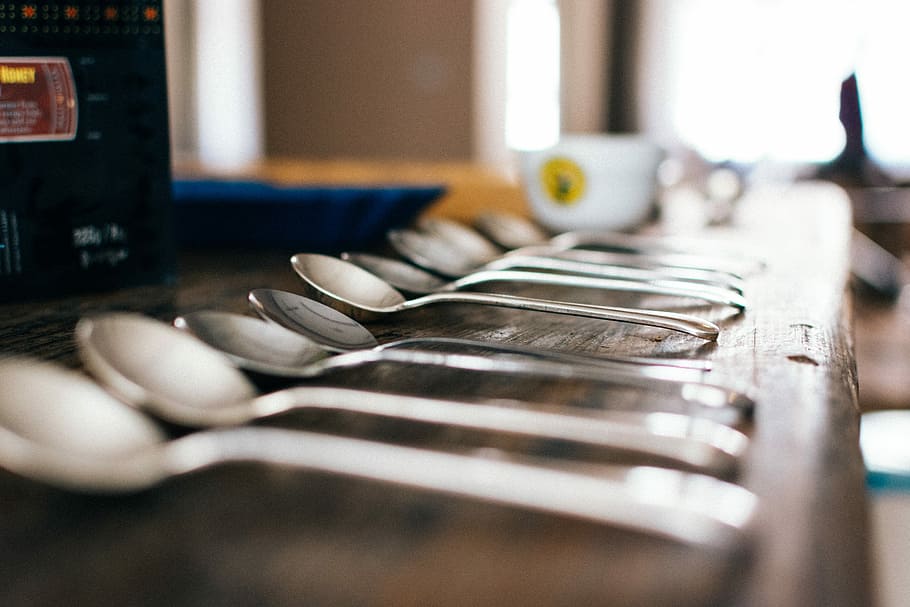 Just spoons, close up, kitchenware, equipment, selective focus HD wallpaper