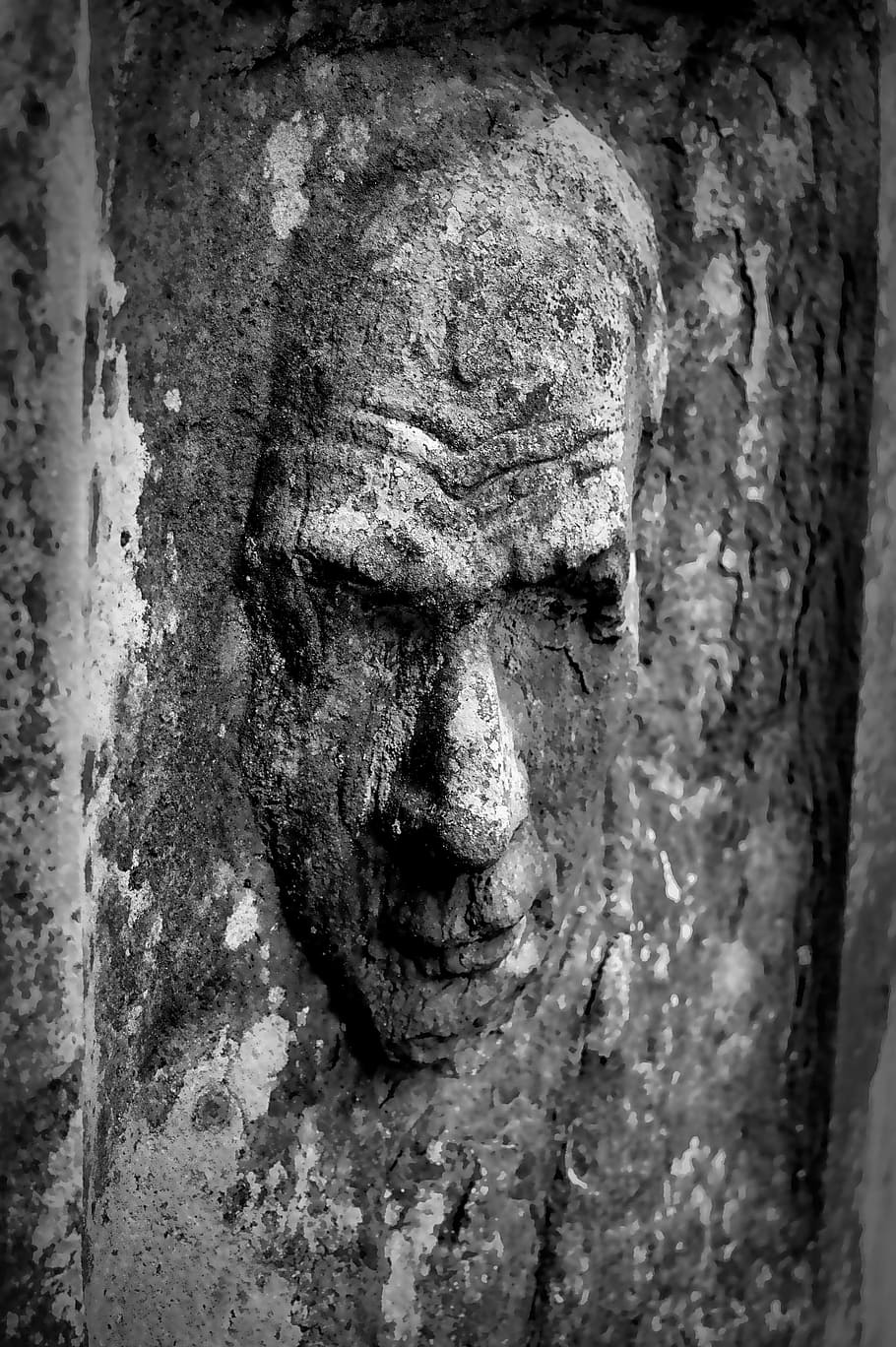 Face, Image, Dark, Head, Grave, tombstone, sculpture, cemetery HD wallpaper