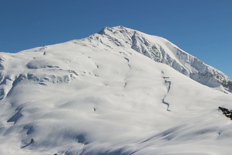 mountain, snow, landscape, alpine, mountains, sky, white, winter HD wallpaper