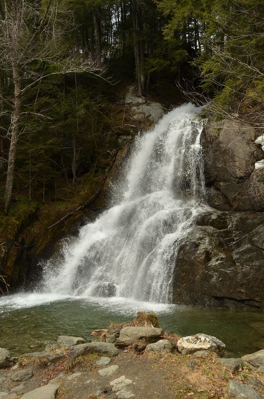 waterfall, rock, flow, foam, landscape, nature, beauty in nature HD wallpaper