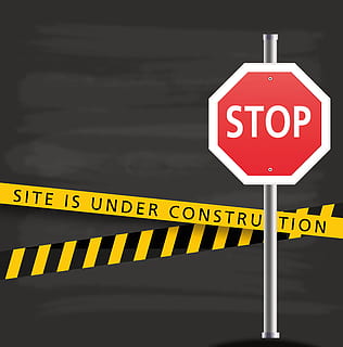 stop signage, under construction, site, shield, website, billboard HD wallpaper