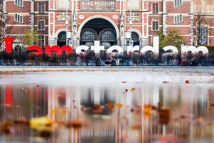I Amsterdam Freestanding Letter in Front of Ruks Museum, architecture HD wallpaper