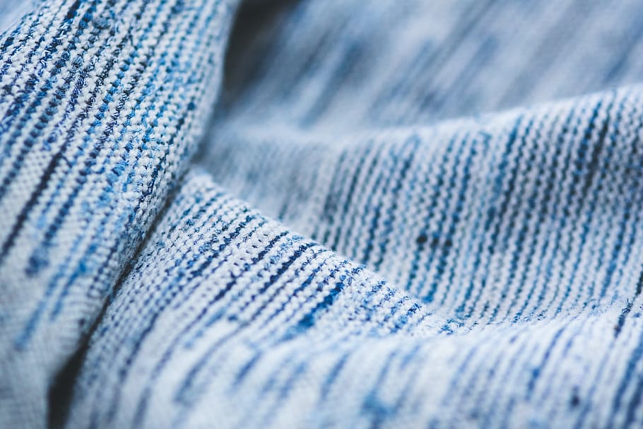 white and blue fabric cover, textile, background, close up HD wallpaper