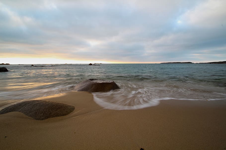 landscape, brittany, sea, side, nature, blue, sky, france, water HD wallpaper