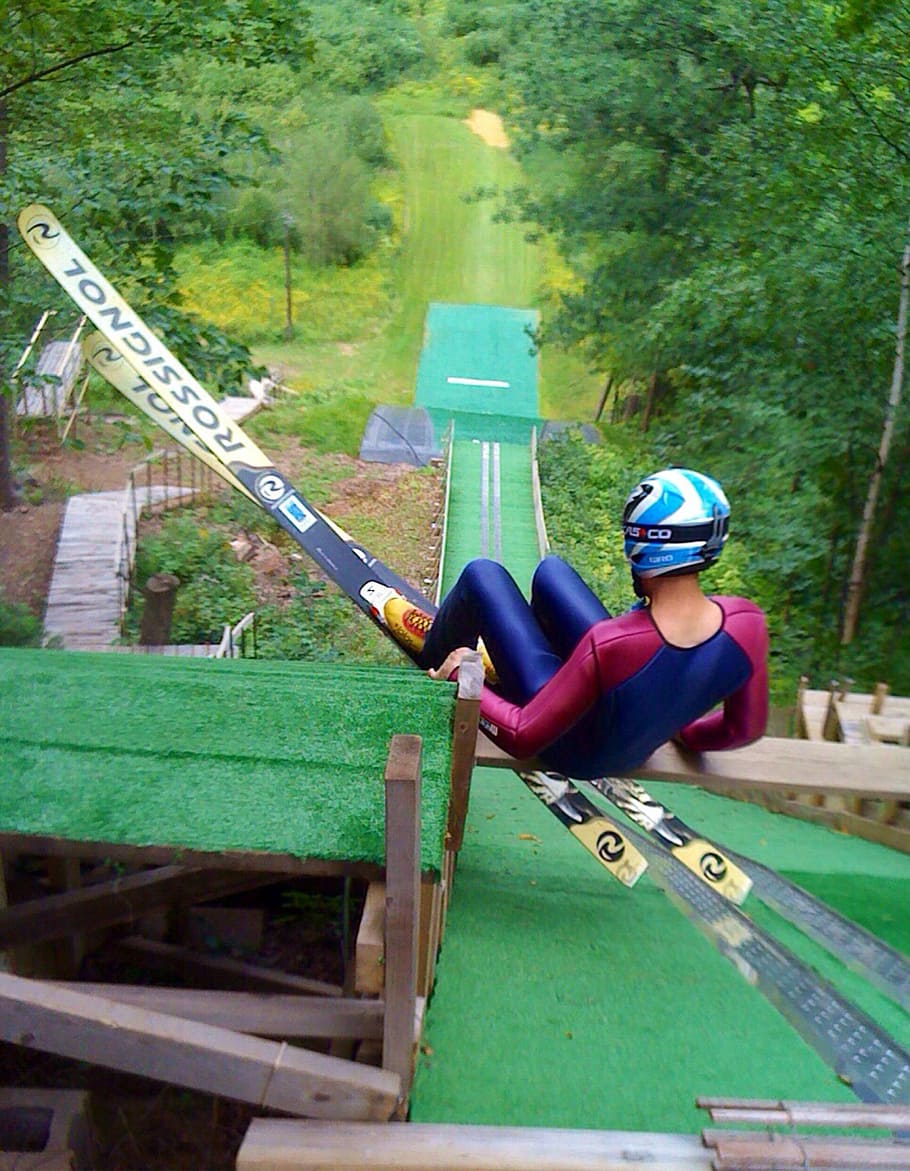 Ski Jumping, Extreme, Action, recreation, helmet, one person HD wallpaper