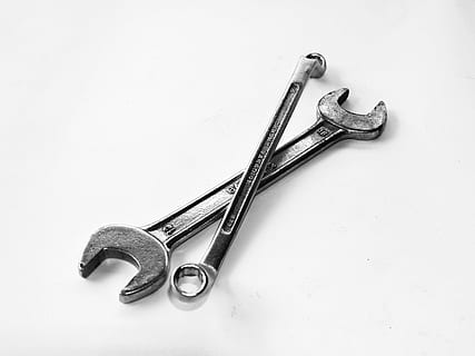 stainless steel open-end wrench, tools, set, handyman, white HD wallpaper