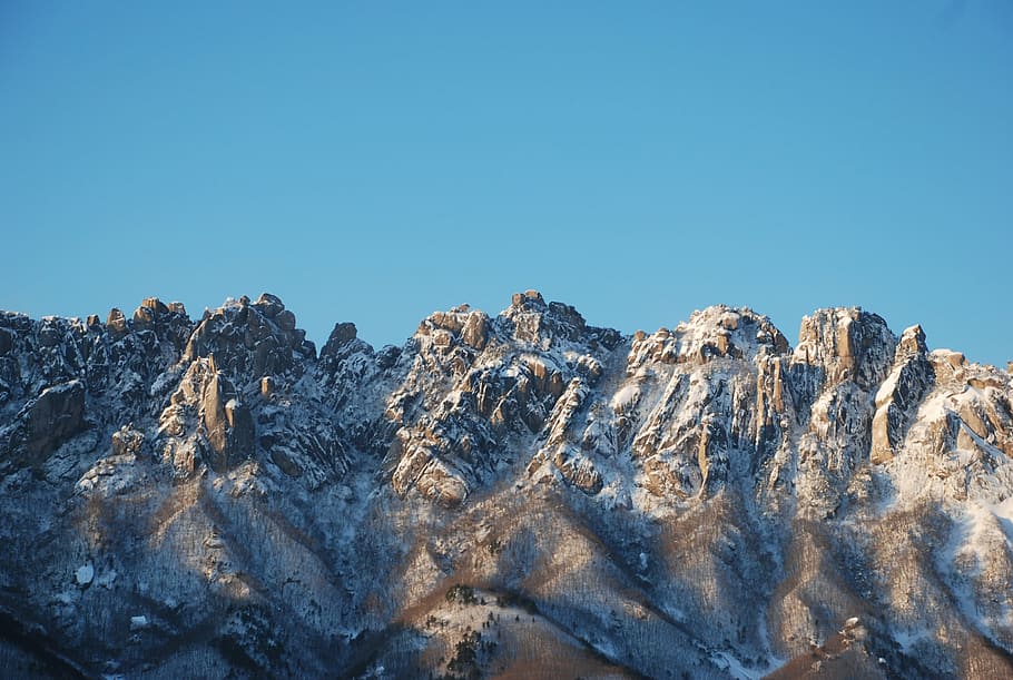mt seoraksan, winter, winter mountain, sky, blue, clear sky, HD wallpaper