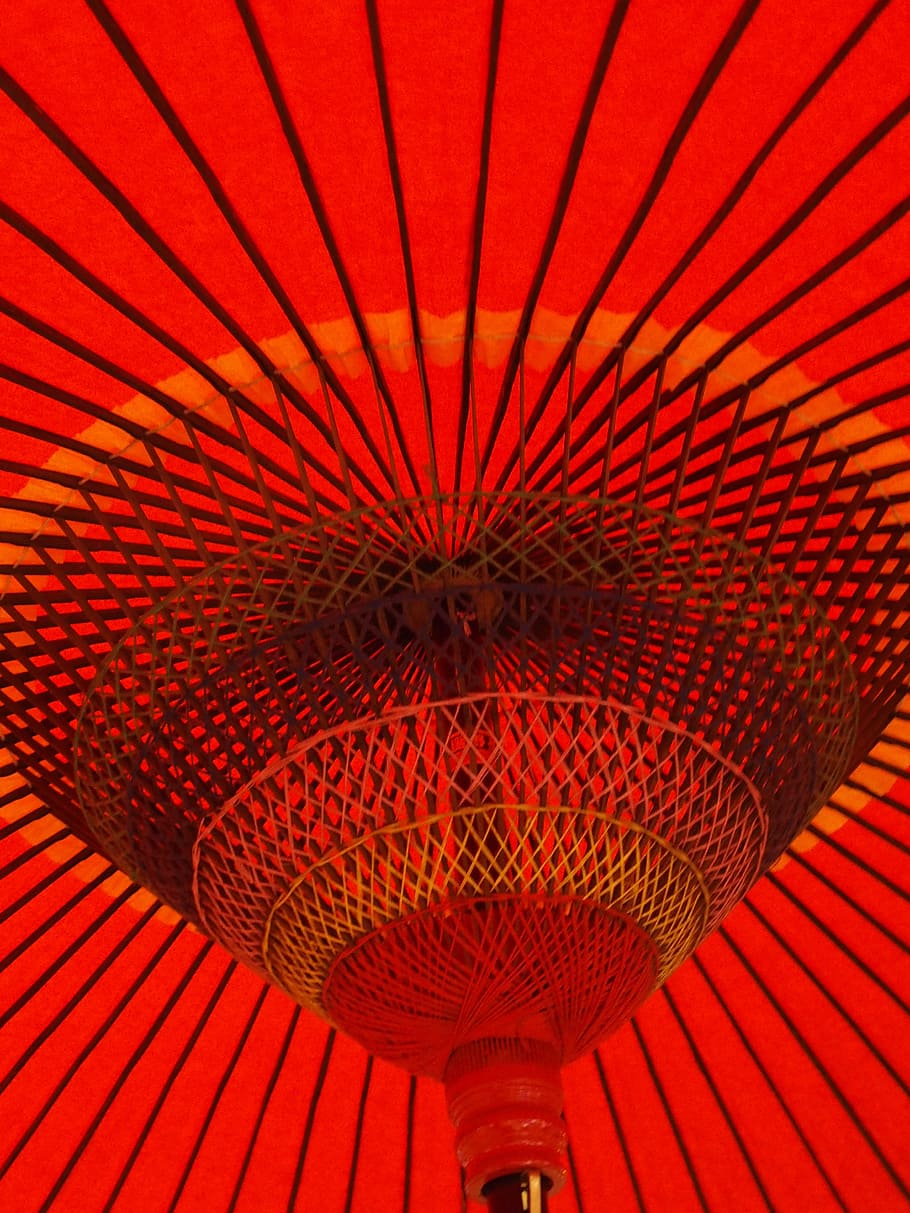 red umbrella, japan, pattern, protection, indoors, no people HD wallpaper