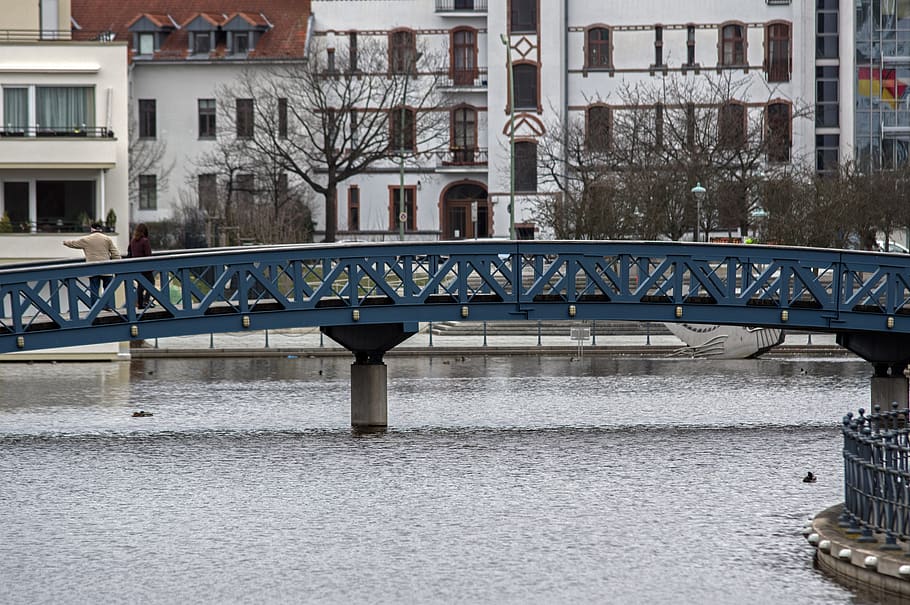 bridge, modern, waters, architecture, city, river, watercourse HD wallpaper