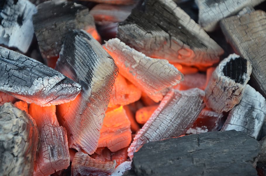 ember, hot coals, high temperature, burning, fire, log, fire - natural phenomenon HD wallpaper