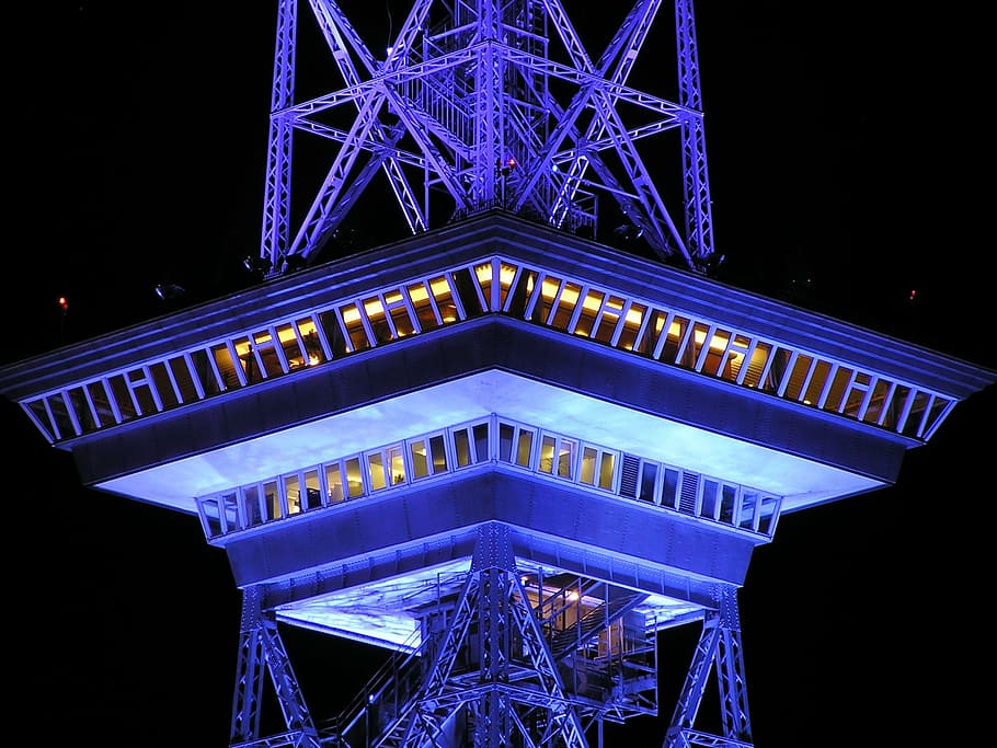 architecture, building, landmark, lighting, night, observation deck HD wallpaper