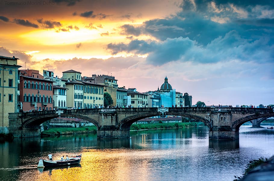 Florence, Sunset, Ponte Vecchio, River, italy, tuscany, river arno HD wallpaper