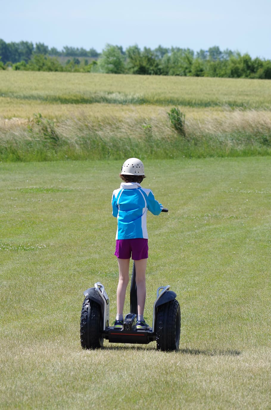 segway, ride, child, outdoors, people, childhood, grass, field HD wallpaper