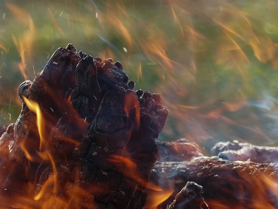 raging, fire, dangerous, hot, burning, blaze, glow, wood, logs HD wallpaper