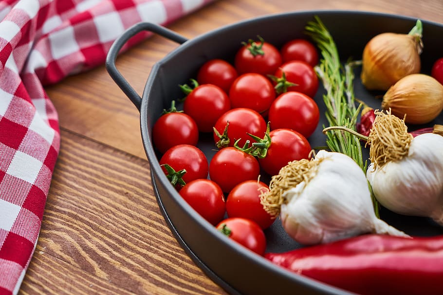 HD wallpaper: tomato, garlic, pepper, onion, nutrition ...