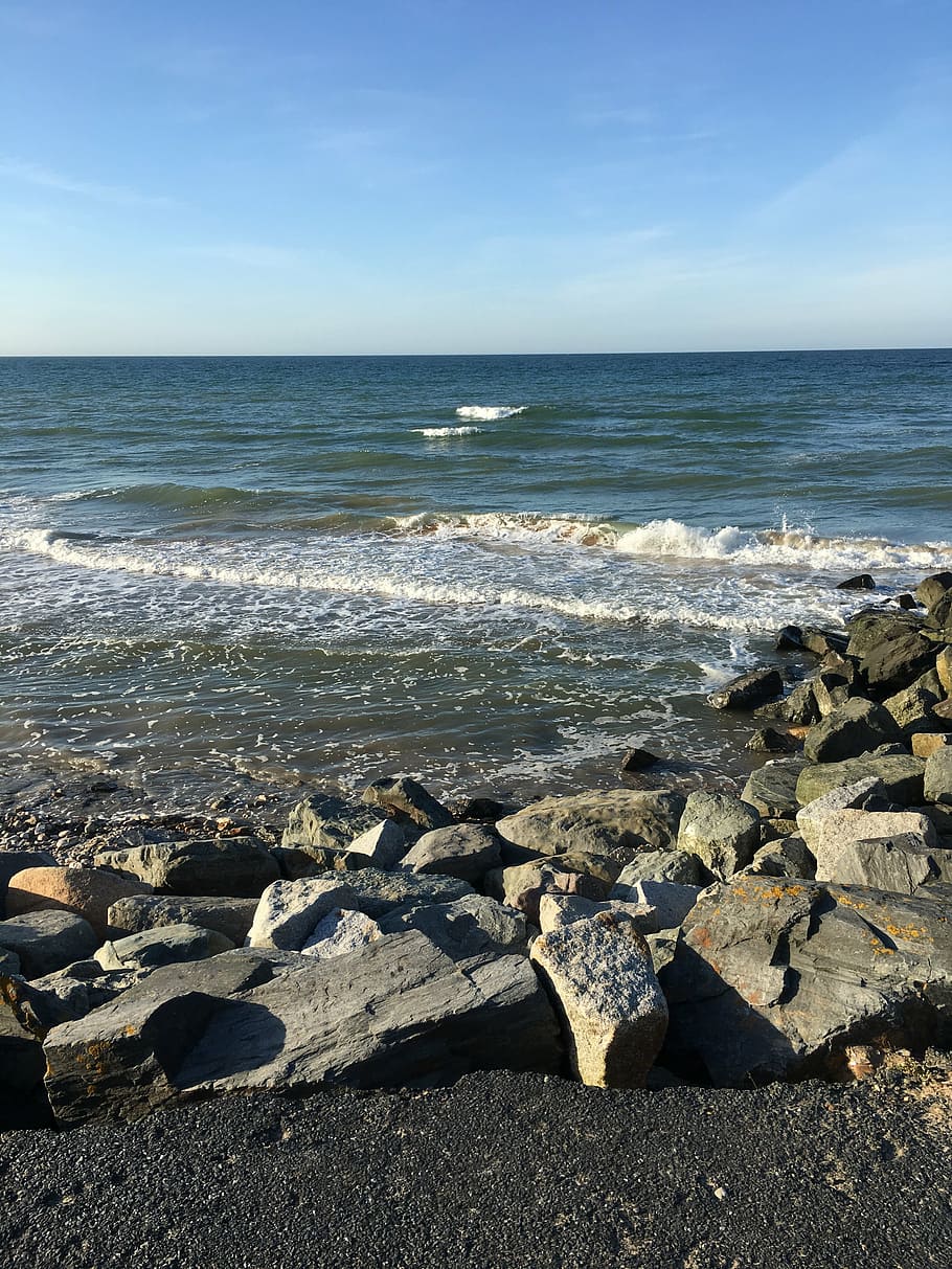 coast, beach, waves, normandy, omaha beach, france, seascape HD wallpaper
