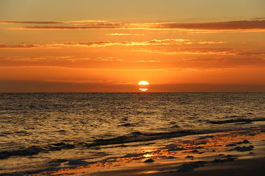 sunset, sea, romance, abendstimmung, sky, beauty in nature HD wallpaper