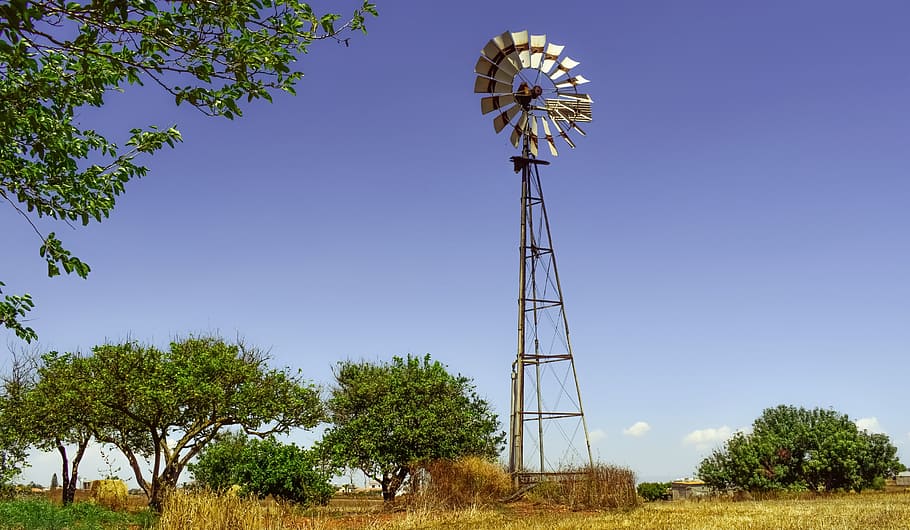 Windmill, Farm, Trees, Countryside, agriculture, landscape HD wallpaper