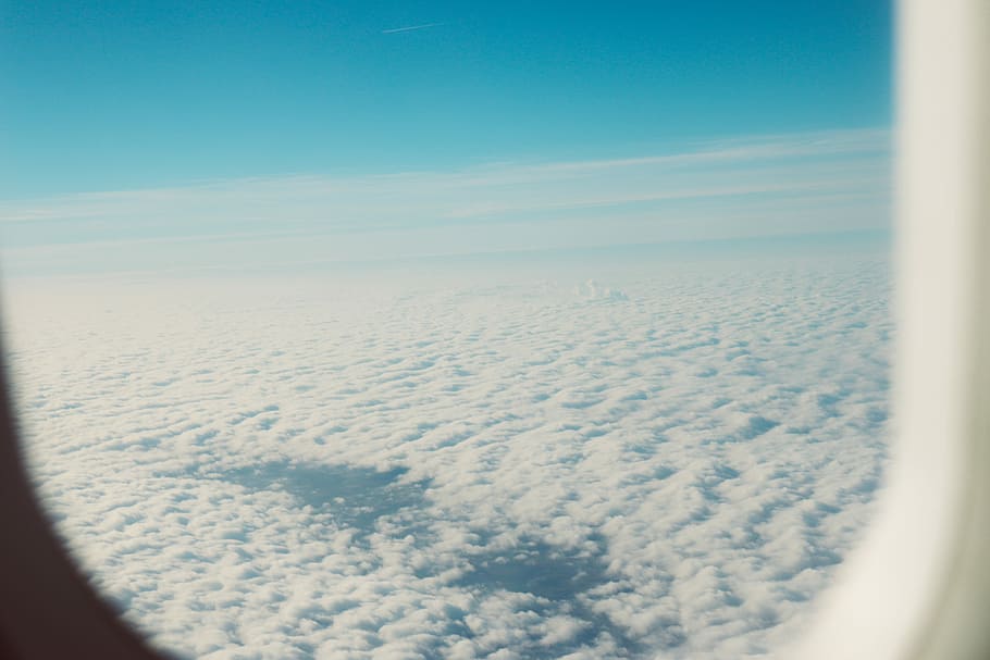 aerial photography of white clouds at daytime, view of clouds from flying airplane HD wallpaper