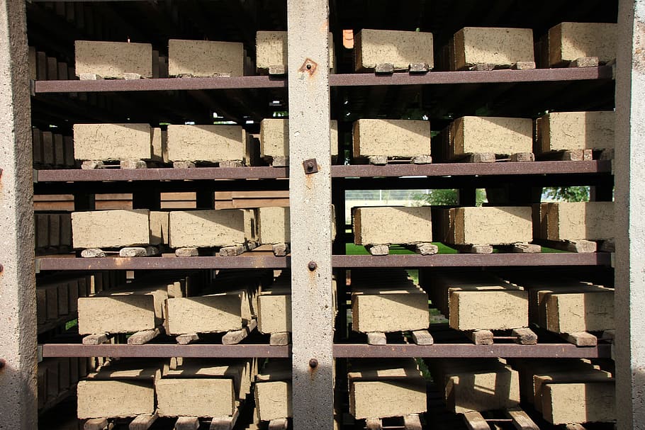 Factory, Stock, Storage, Brick, Build, drying, shelf, technology HD wallpaper