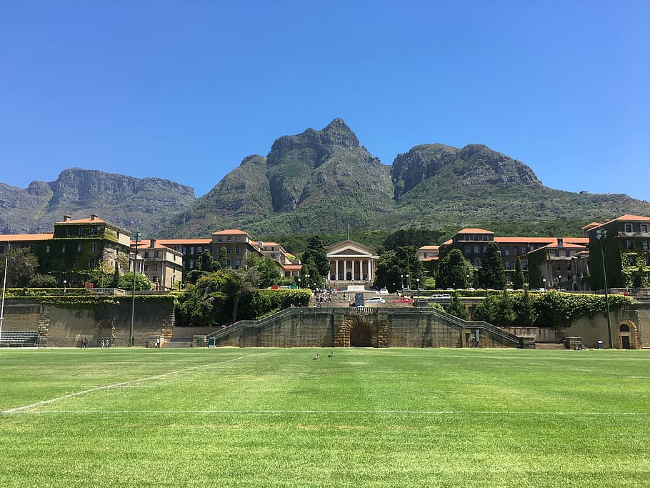 University Of Cape Town, Uct, south africa, grass, mountain, house