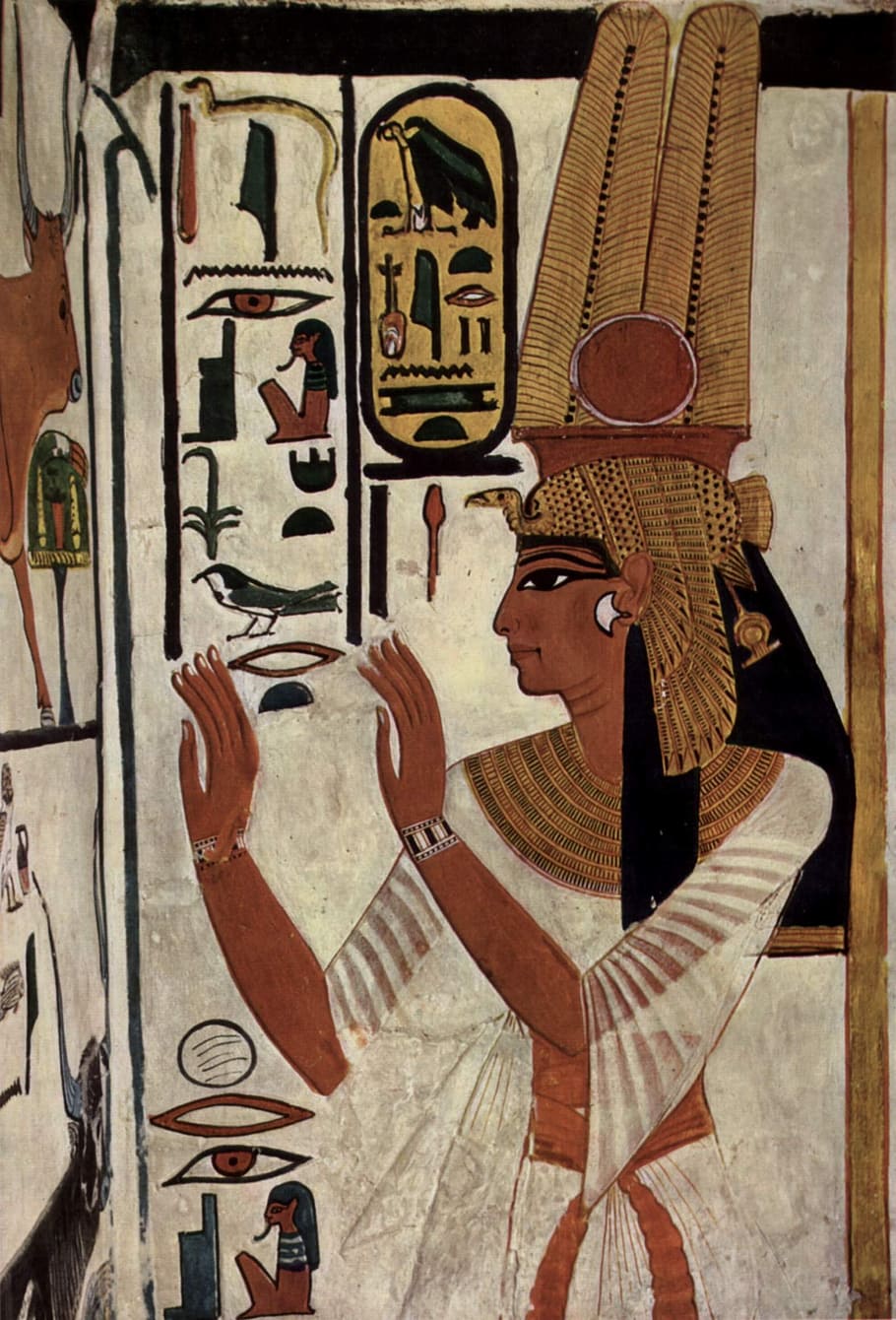 hieroglyphics wall art, goddess, queen, pharaonic, pharaohs, grave, HD wallpaper