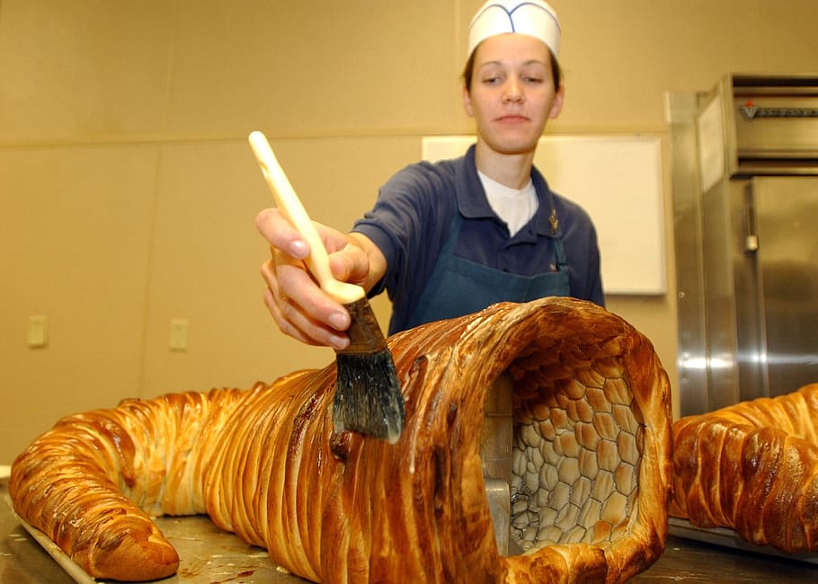 Culinary, Basting, Kitchen, Woman, female, cornucopia, bread HD wallpaper