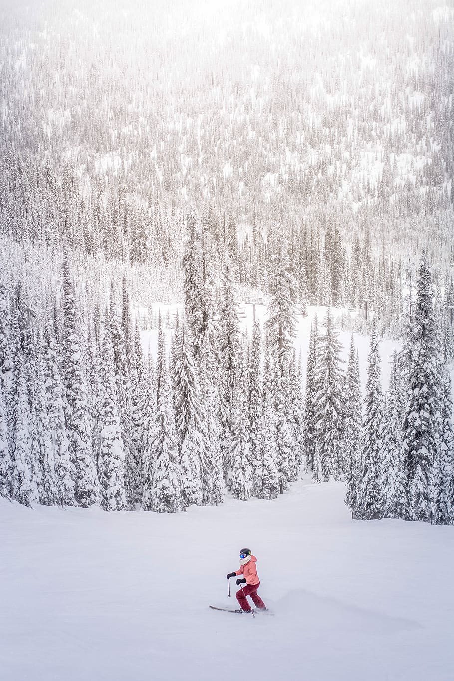 person snow ski on snow covered mountain, winter, outdoors, nature HD wallpaper