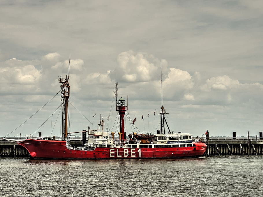 elbe1, lighthouse, lightship, vuurtorenschip, cuxhaven, wadden sea HD wallpaper