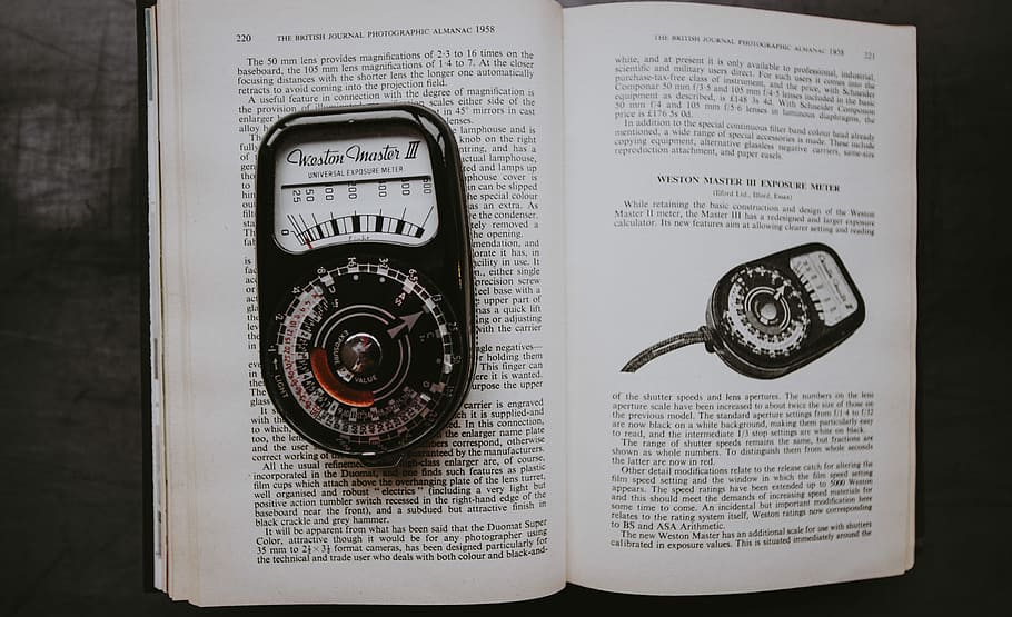 Weston Exposure Meter, untitled, book, reading, text, page, paper HD wallpaper