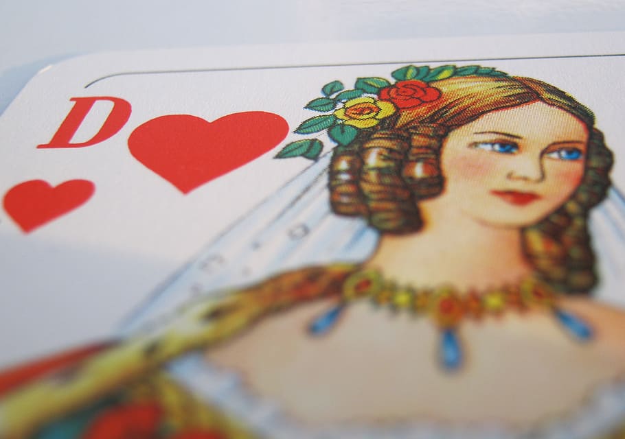 heart, lady, playing card, art and craft, creativity, representation HD wallpaper