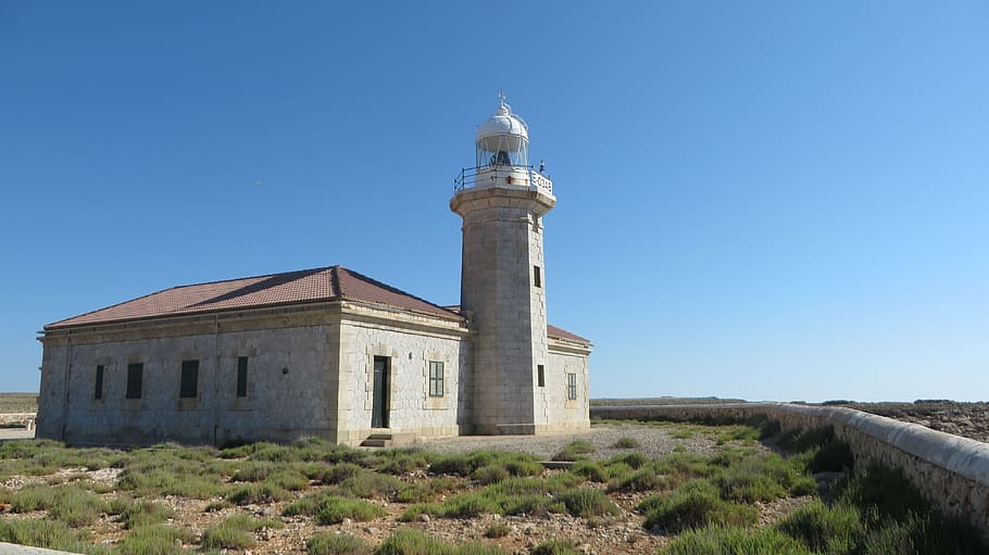 lighthouse, costa, minorca, holiday, balearic islands, nature HD wallpaper