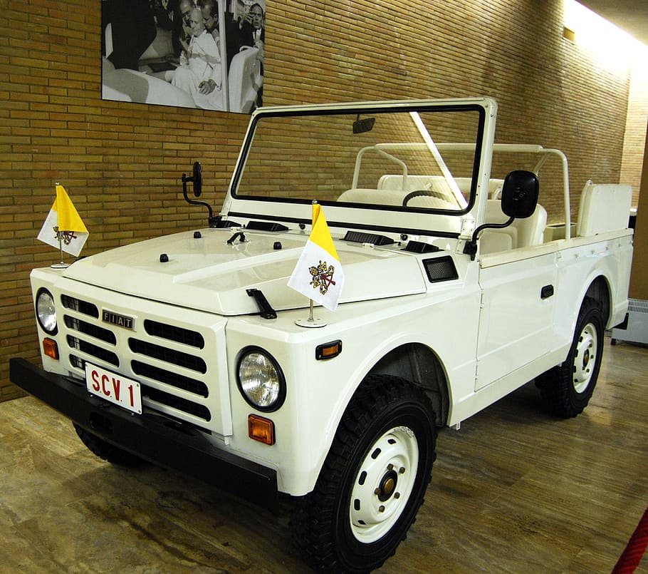 popemobile, auto, attack, vatican, ancient, old, vintage, off-road vehicle HD wallpaper